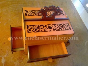 الگوی جعبه لوازم آرایشی چوبی با فرمت کورل برای دستگاه لیزر طرح ۱۱۰۱ از نمای بغل
