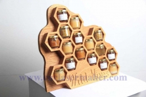 دکور چوبی کندوی زنبور عسل طرح رایگان لیزر مناسب مغازه ها و کافی شاپ ها