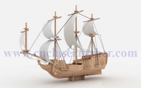 پازل سه بعدی چوبی کشتی دزدان دریایی طرح رایگان لیزر 1181