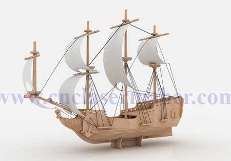 پازل سه بعدی چوبی کشتی دزدان دریایی طرح رایگان لیزر 1181