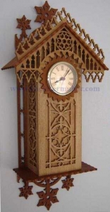 ساعت دیواری چوبی مدل خانه طرح رایگان لیزری 1220