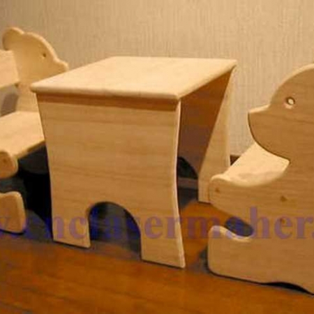 میز و صندلی چوبی خرس طرح دستگاه cnc منبت چوب 1253